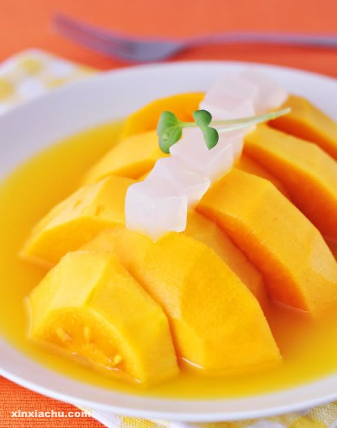 橙汁蒸木瓜