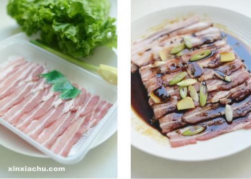 生菜配香烤五花肉