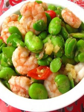 蠶豆炒蝦仁的做法