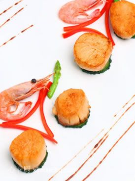 香煎帶子北極蝦的做法