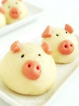 小豬豆沙包的做法