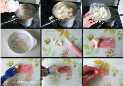 蒜片培根花菜卷