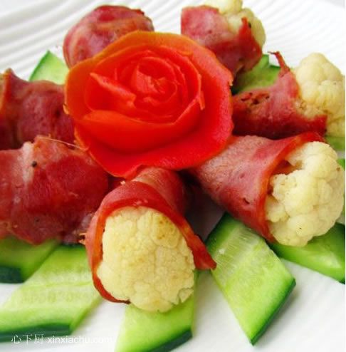 蒜片培根花菜卷